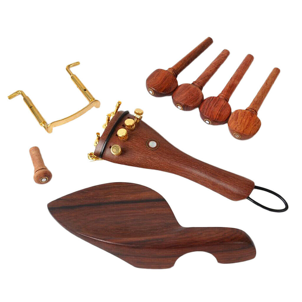 Rosewood Chin Rest+Tailpiece+Tuning Pegs+Endpin for 4/4 Acoustic Violin