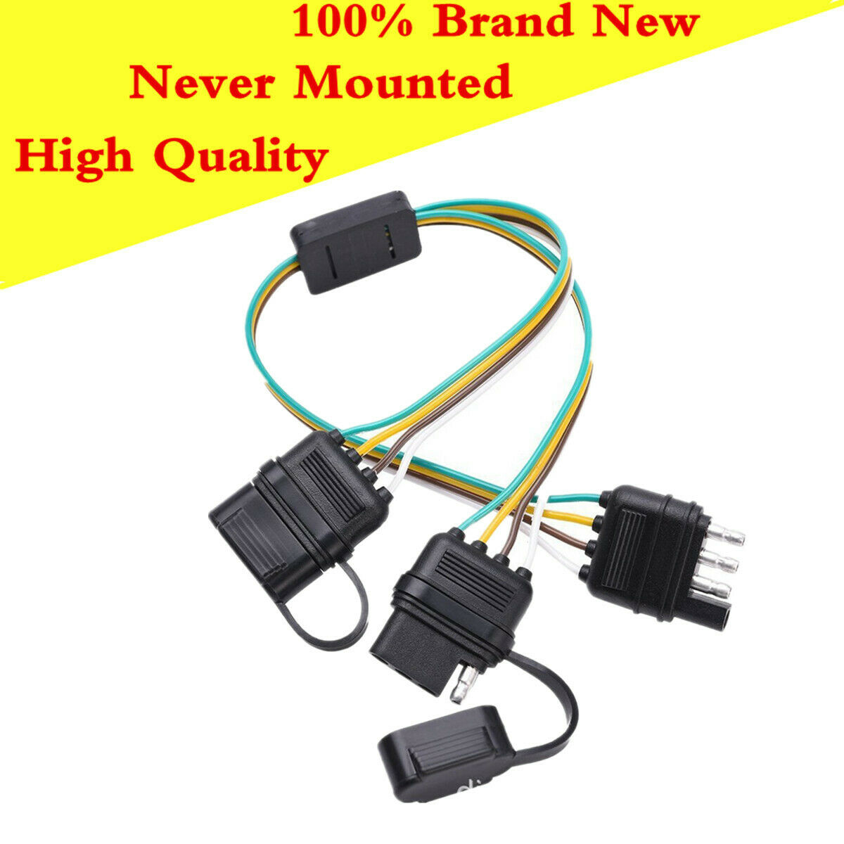 17.5" Heavy Duty Trailer Y-Splitter with Dust Cap Flat 4-Pin Insulating Housing