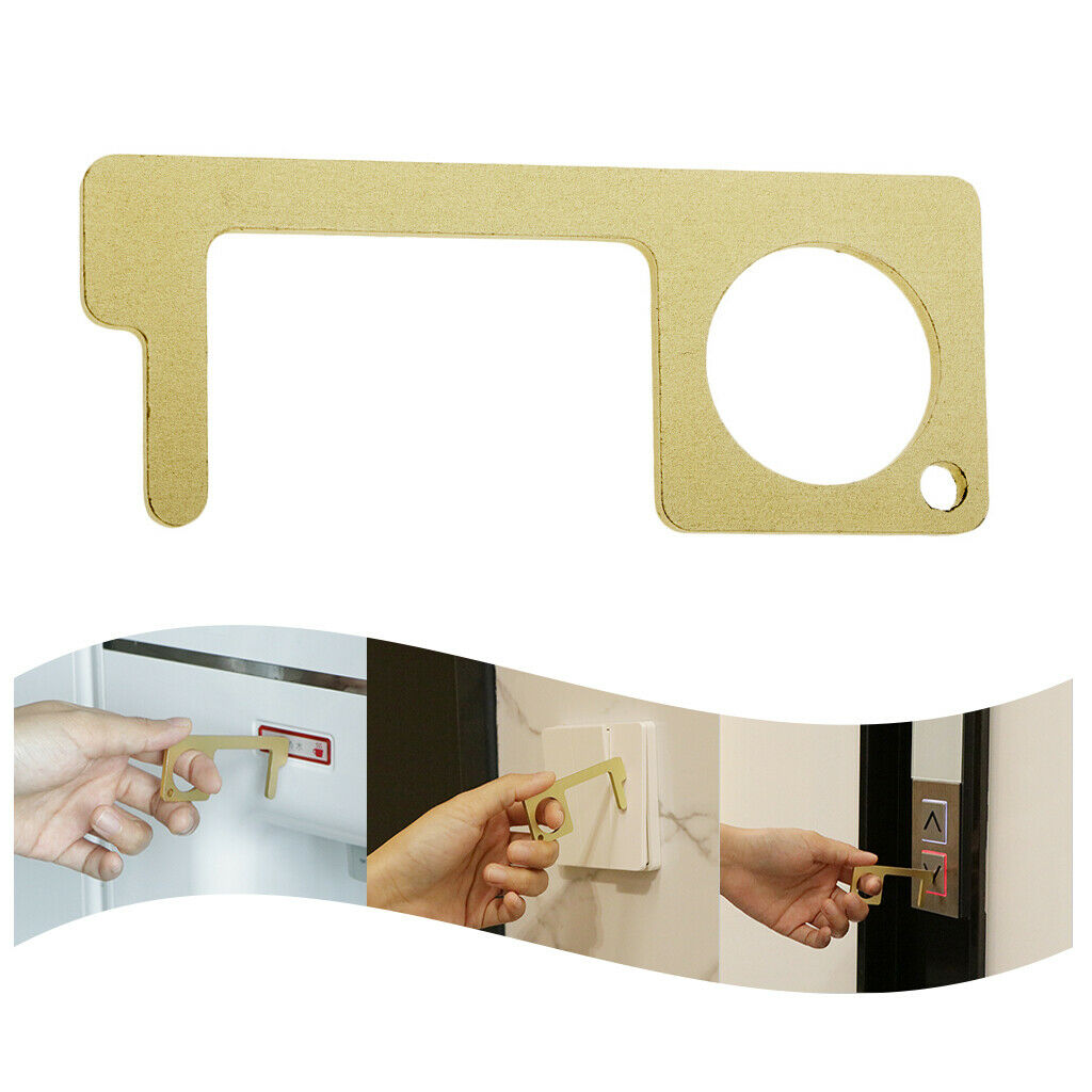 New Portable Hygiene Alloy Touch Free Door Opener Safety Handle Key - Golden