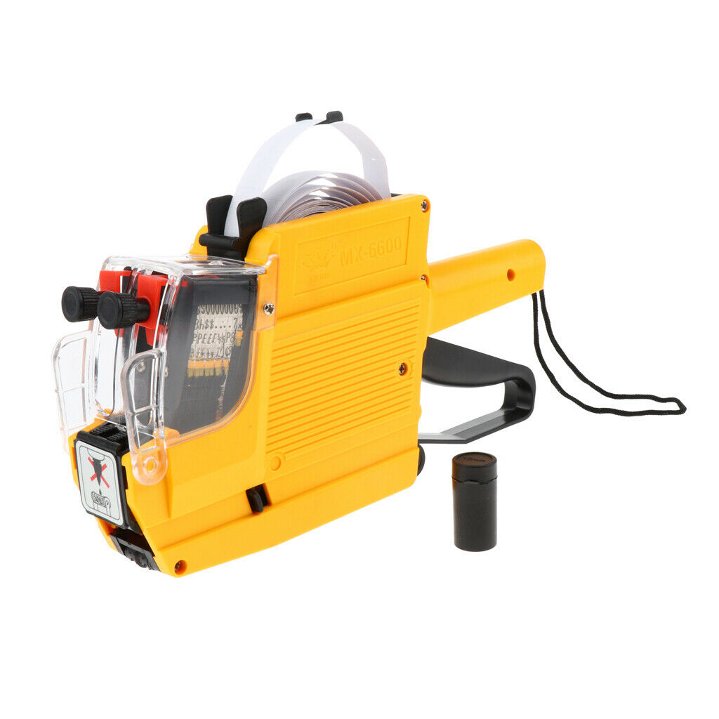 MX-6600 / 10 Digits 2 Lines Price Tag Gun Price Labeler, 6-Currency, Yellow