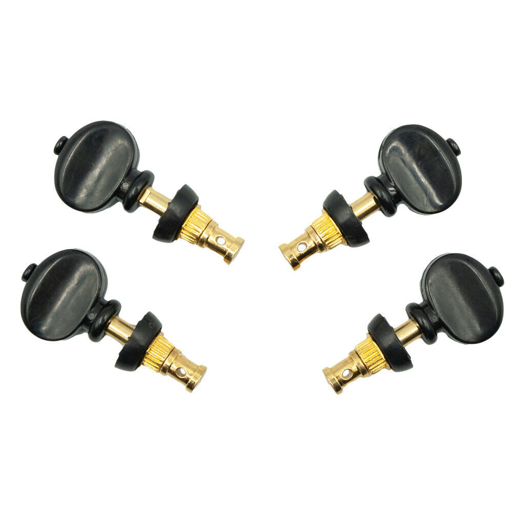 4 Pieces Straight Ukulele Strings Tuning Pegs Pin Machines Tuners Black+Golden