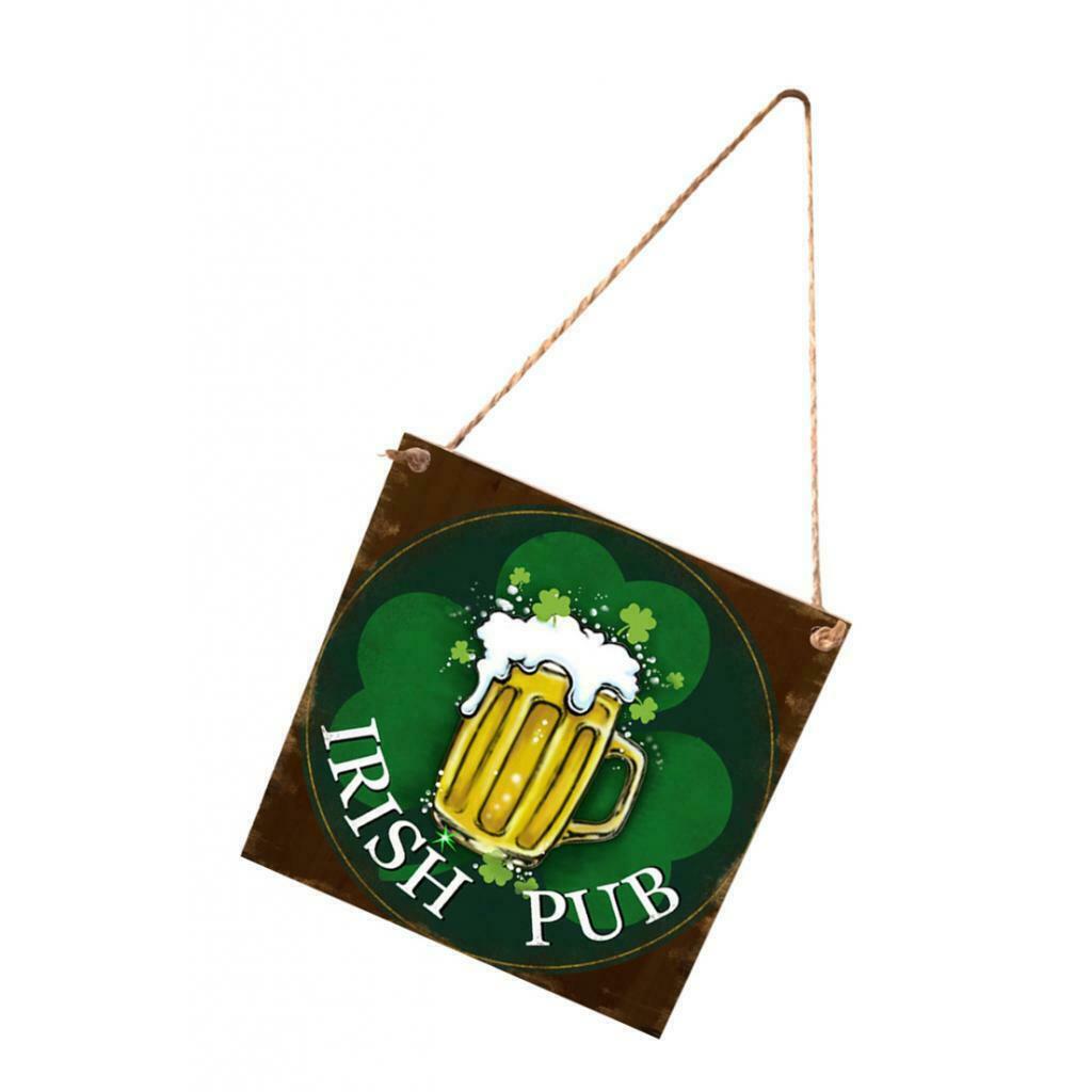 Style Chic Irish Pub Plaque Poster Novelty Hanging Wall Decor 15x15cm Green