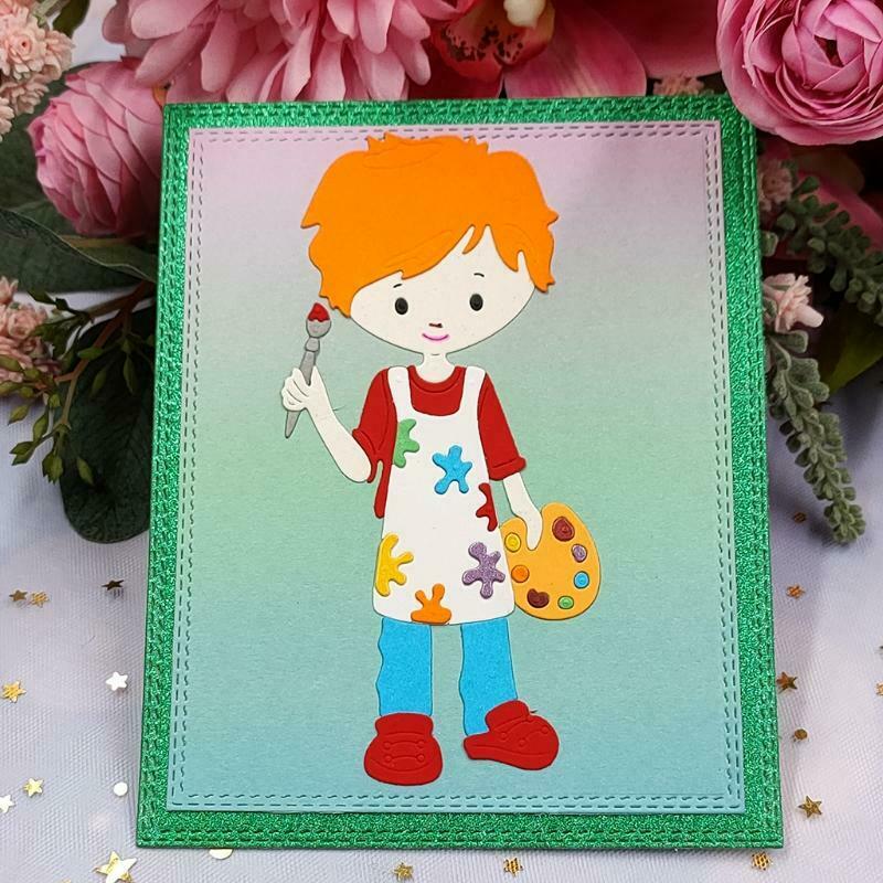 Cartoon Drawing Boy Carbon Steel Cutting Dies DIY Scrapbooking Photo Album Cards