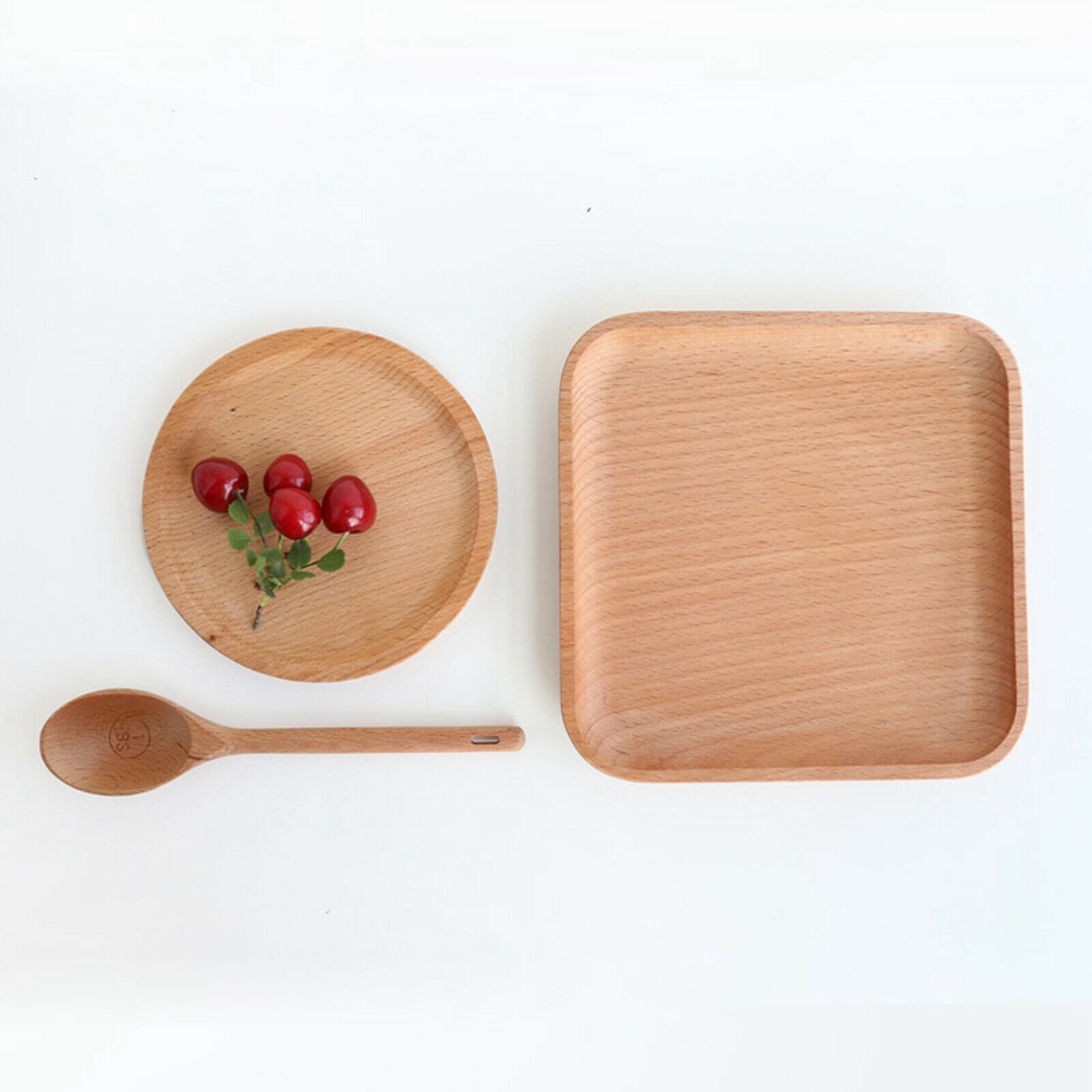 2Pieces Unbreakable Wood Dinner Plates Serving Dishes for Lunch Dessert