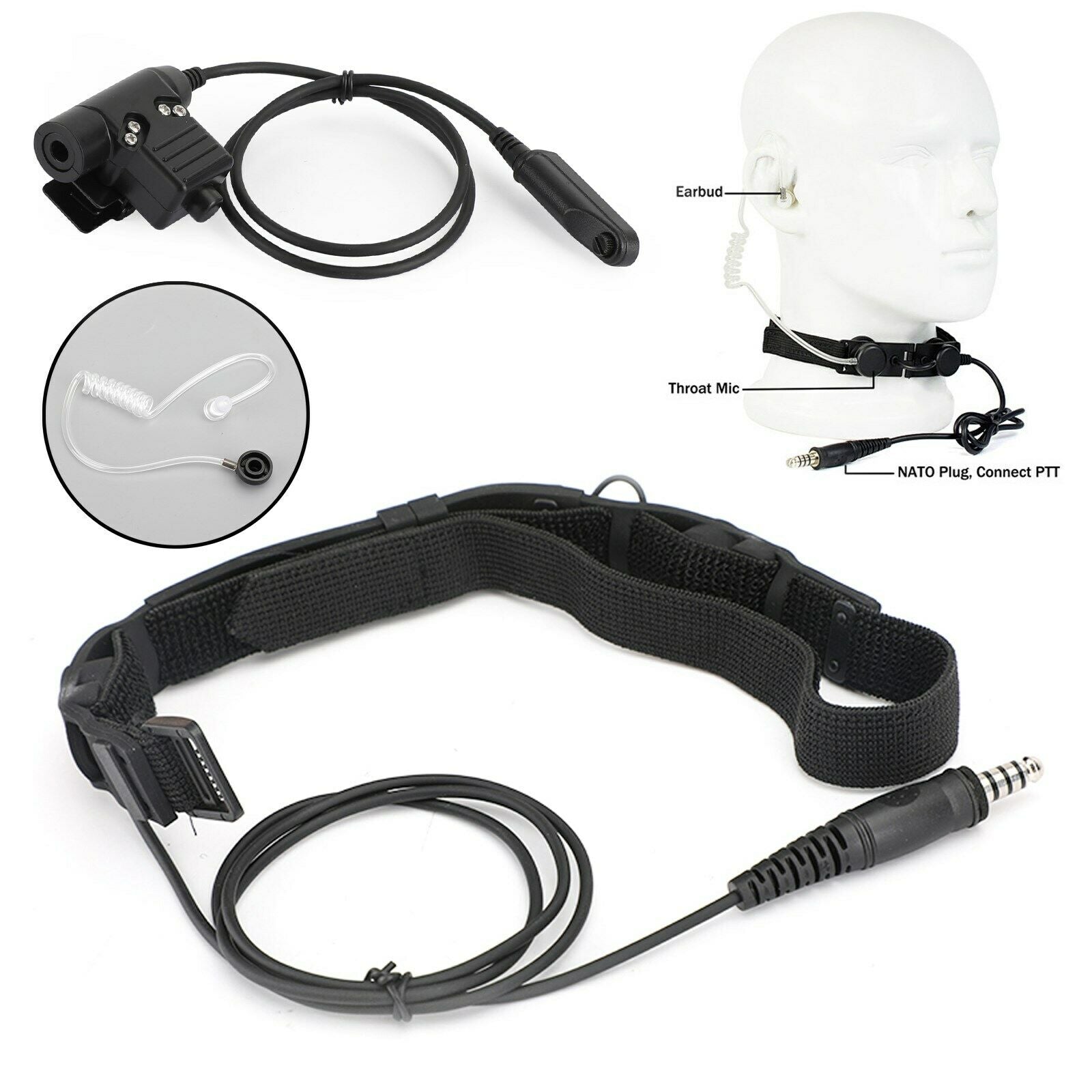 Throat Mic Microphone Headset Fit for BaoFeng BF-A58 BF9700 BF-S56 BF-UV9R