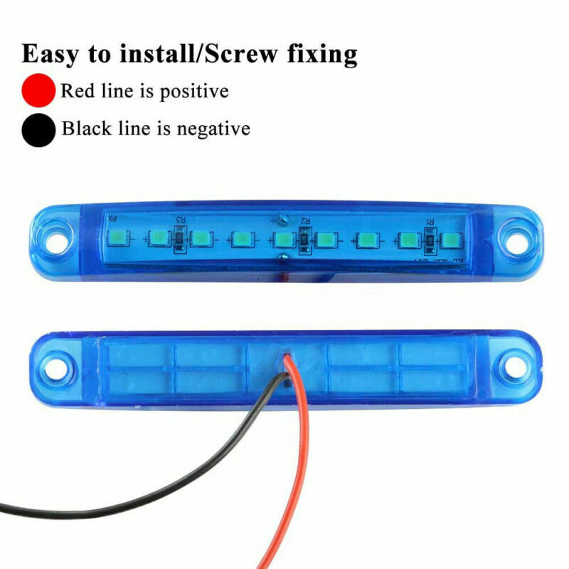20X Blue 9 LED Sealed Side Marker Clearance Light 24V Car Truck Trailer Lorry