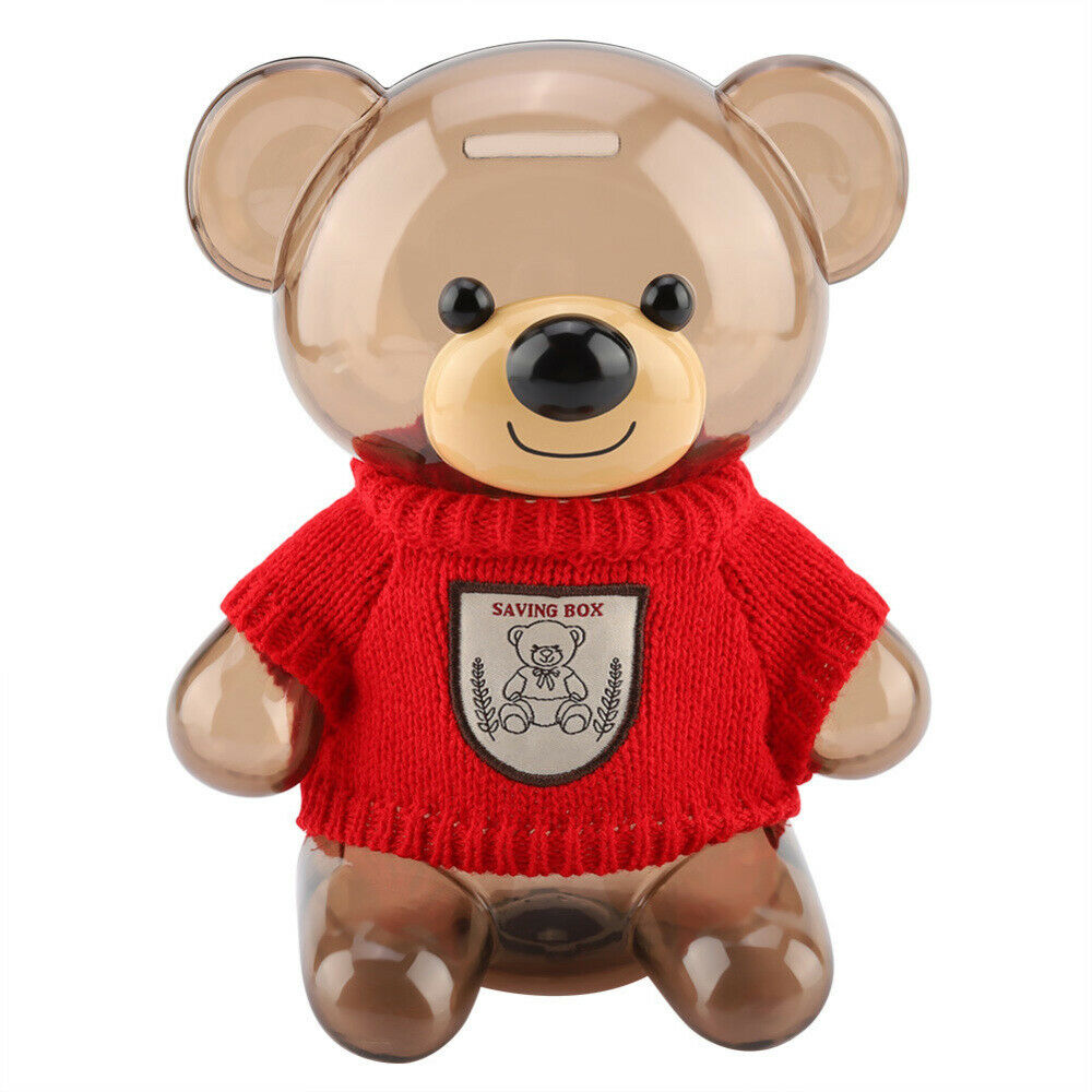Piggy Bank Bear Shape Transparent Money Boxes Kid Gift Lovely Furniture Ornament