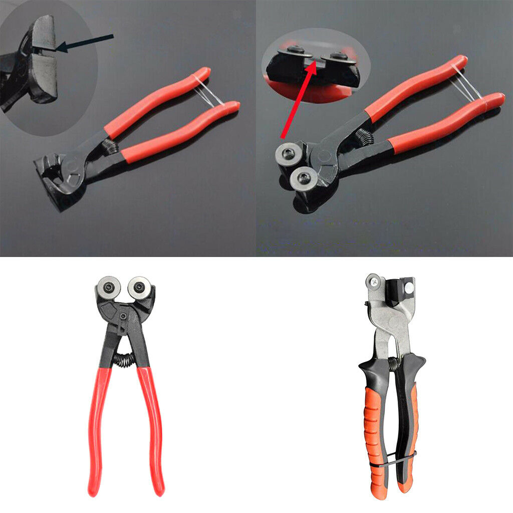 2xGlass Mosaic Cut Nippers Tile Plier Flat Tongs+Double Round Wheeled Plier