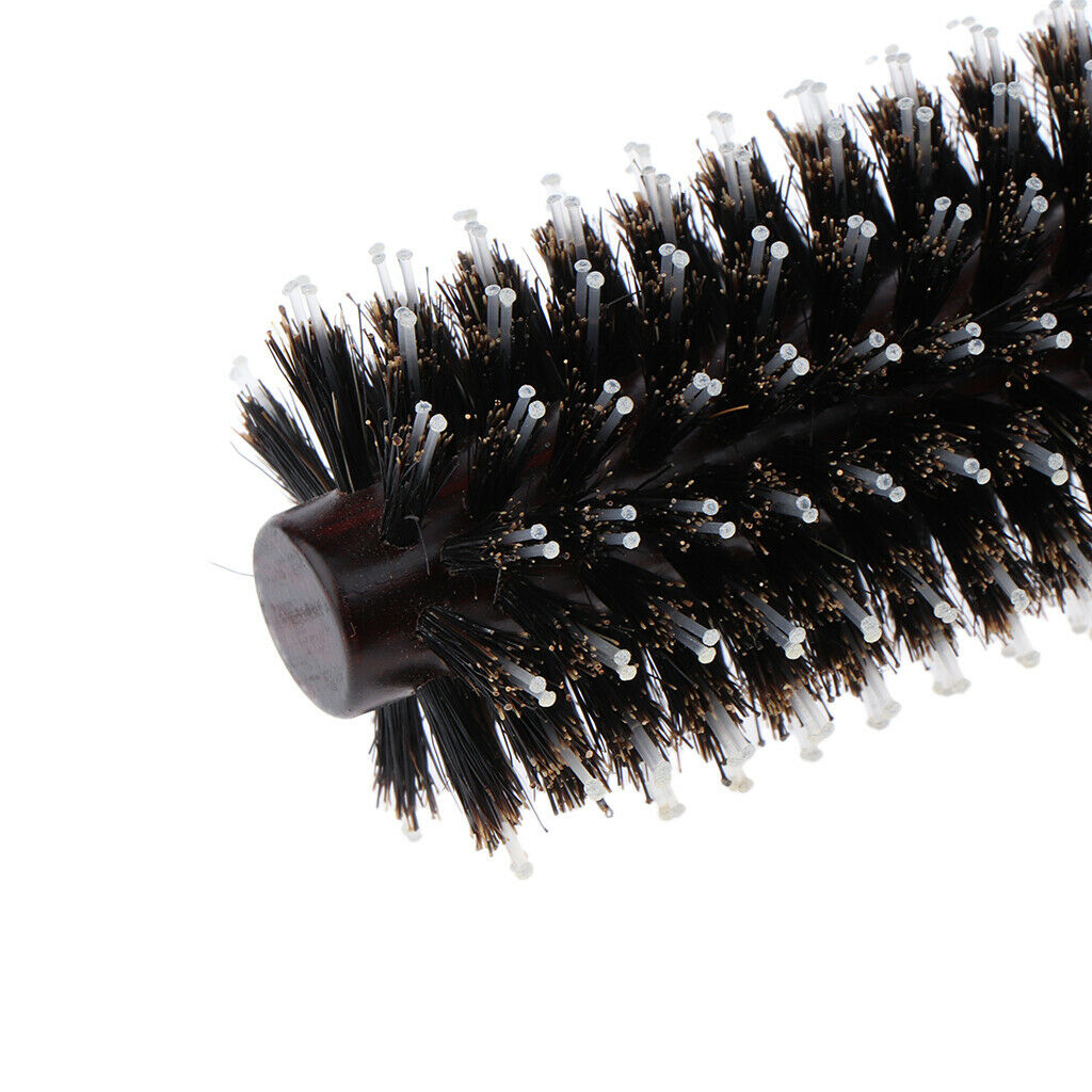 Round Anti-Static Wooden Barrel Hairbrush for Blow Drying Styling Curling S
