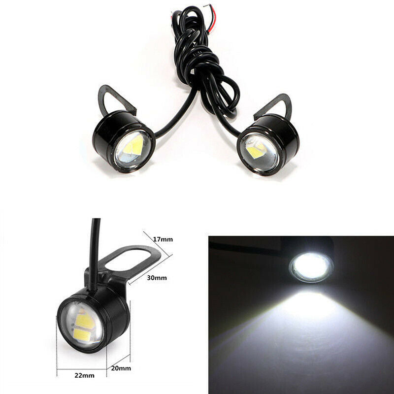 2Pcs 12V Motorcycle Rearview Mirror Decor Eagle Eye 3 LED Conatant Bright.l8