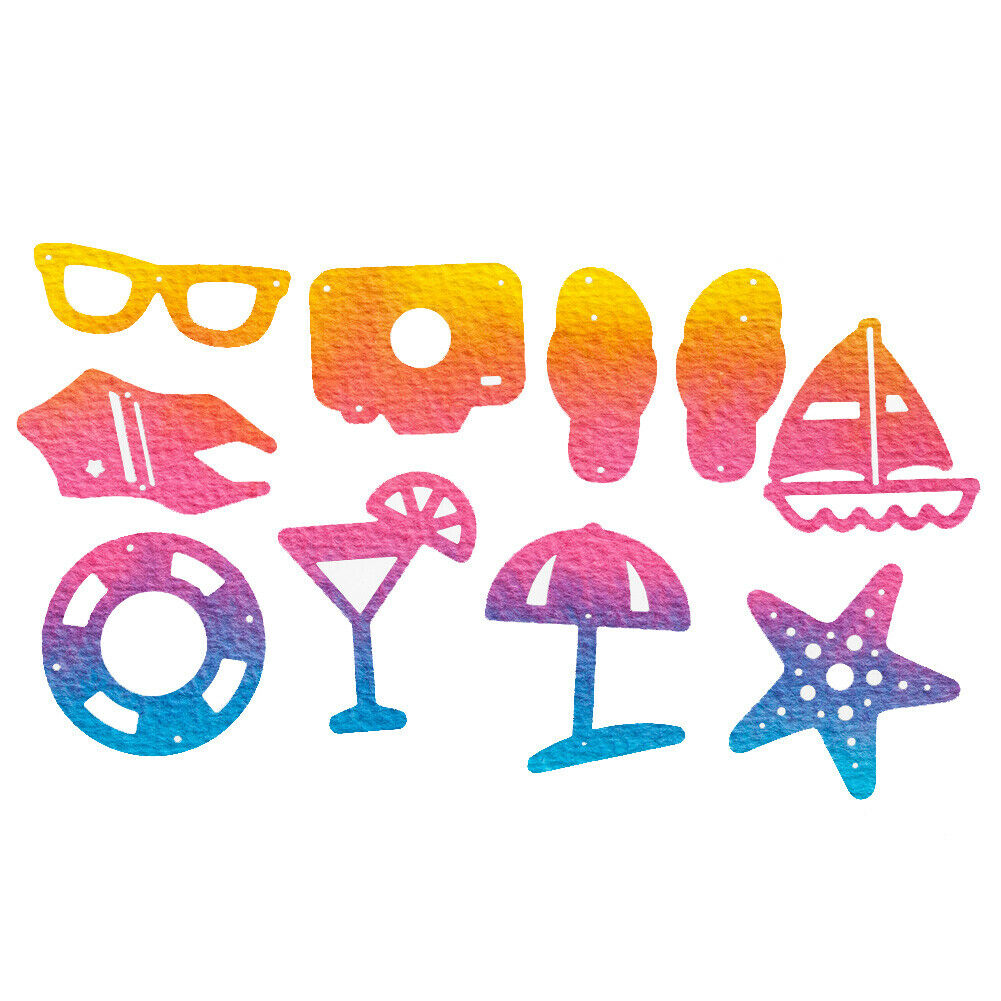 10pcs Summer Beach Holiday Series Cutting Die Stencil Scrapbooking Template @