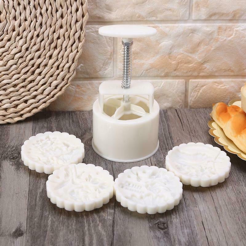 150g DIY Mooncake Mould Decor Cookies Pastry Moon Cake 4pcs Flower Stamps Mold