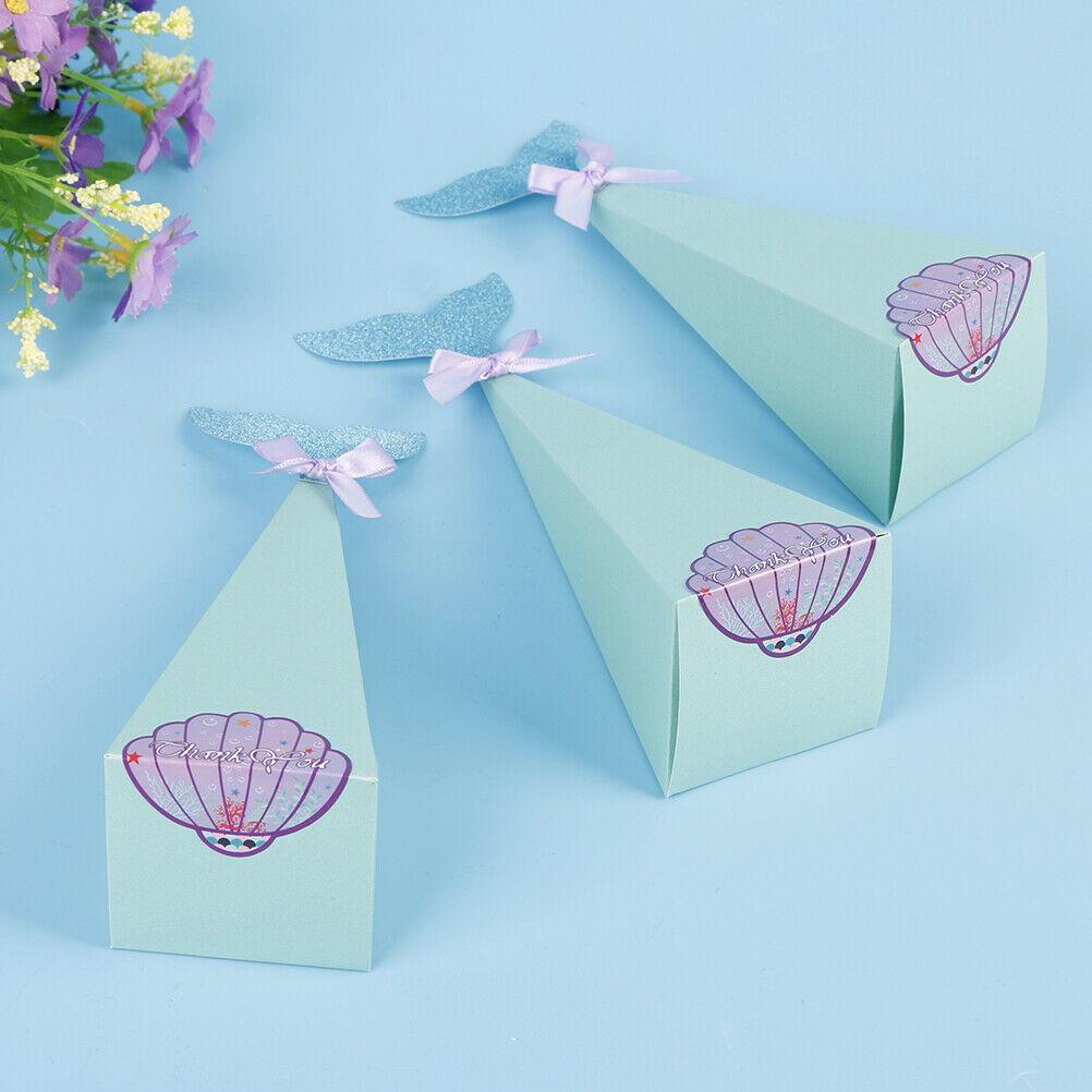 10x Mermaid Gift Boxes Sweet Paper Candy Box Mermaid Birthday Party Decor.l8