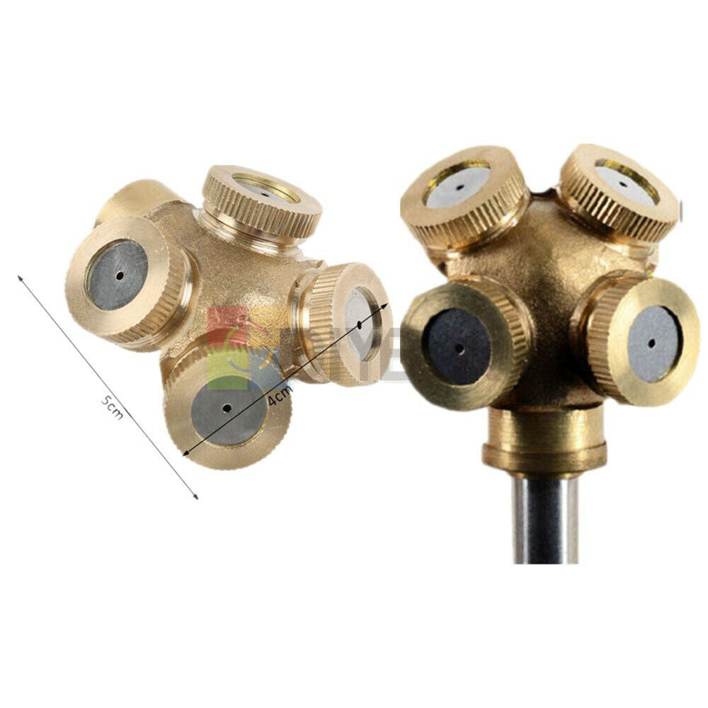 Brass Spray Misting Nozzle 4 Holes Garden Sprinklers Fit Hose Water Connector
