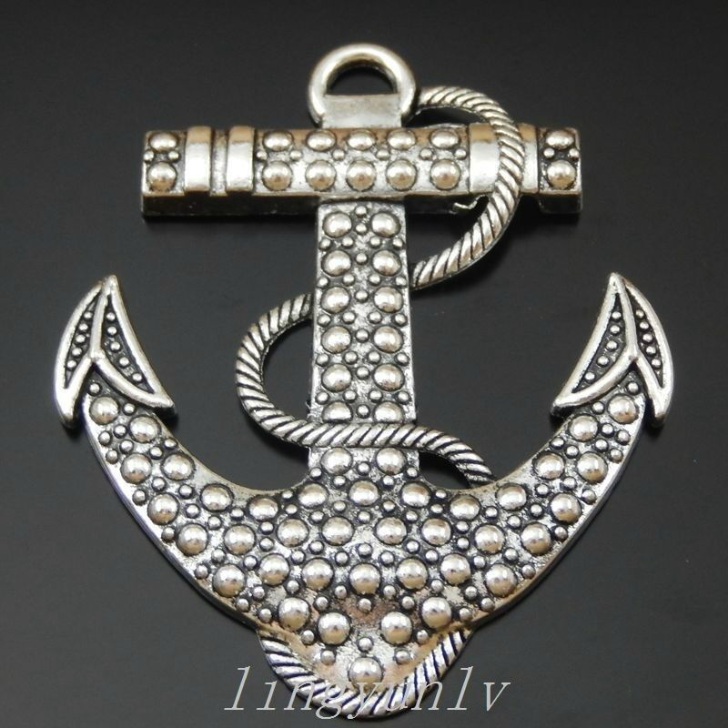 4 Pieces 64x53mm Large Alloy Boat Anchor Charms Pendants Jewelry Findings 50051
