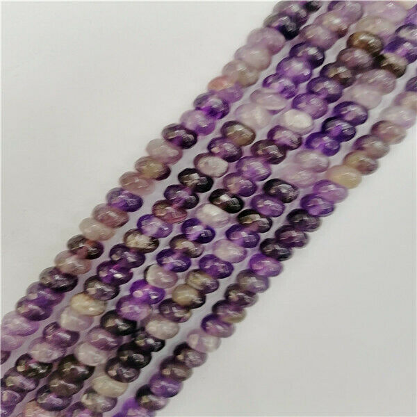 1 Strand 8x5mm Natural Purple Amethyst Faceted Rondelle Spacer Beads 15" HH9328