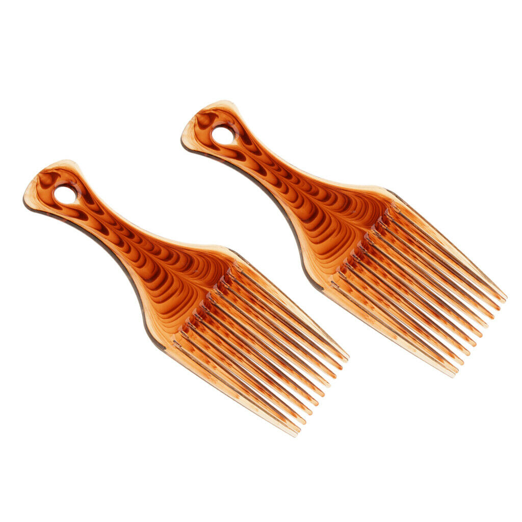 2 Pcs Long Tooth Afro Comb Curly Hair Brush Salon Hairdressing Styling Tools