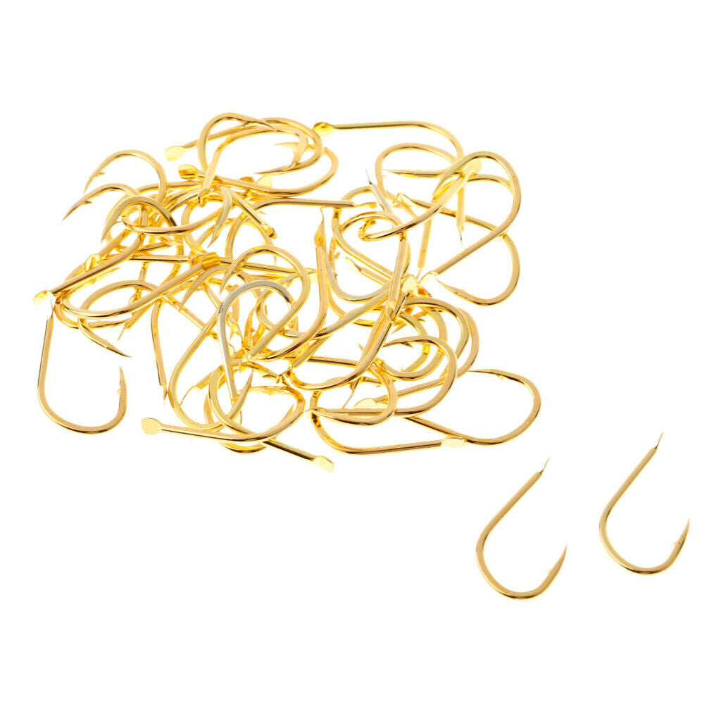 Golden Strong Carbon Steel Sharp Bend Fishing Hooks with Barbs 13mm x  5.5mm