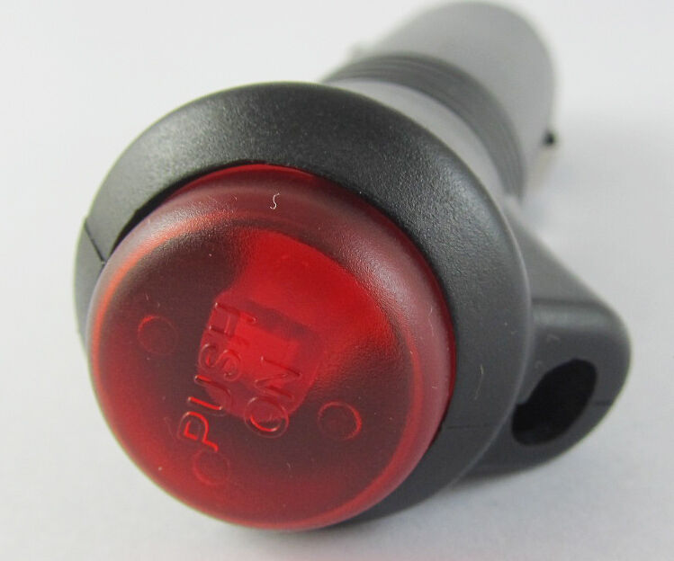 1pc Car Cigarette Socket Plug Charger with Red "Push ON" Button Plastic Power