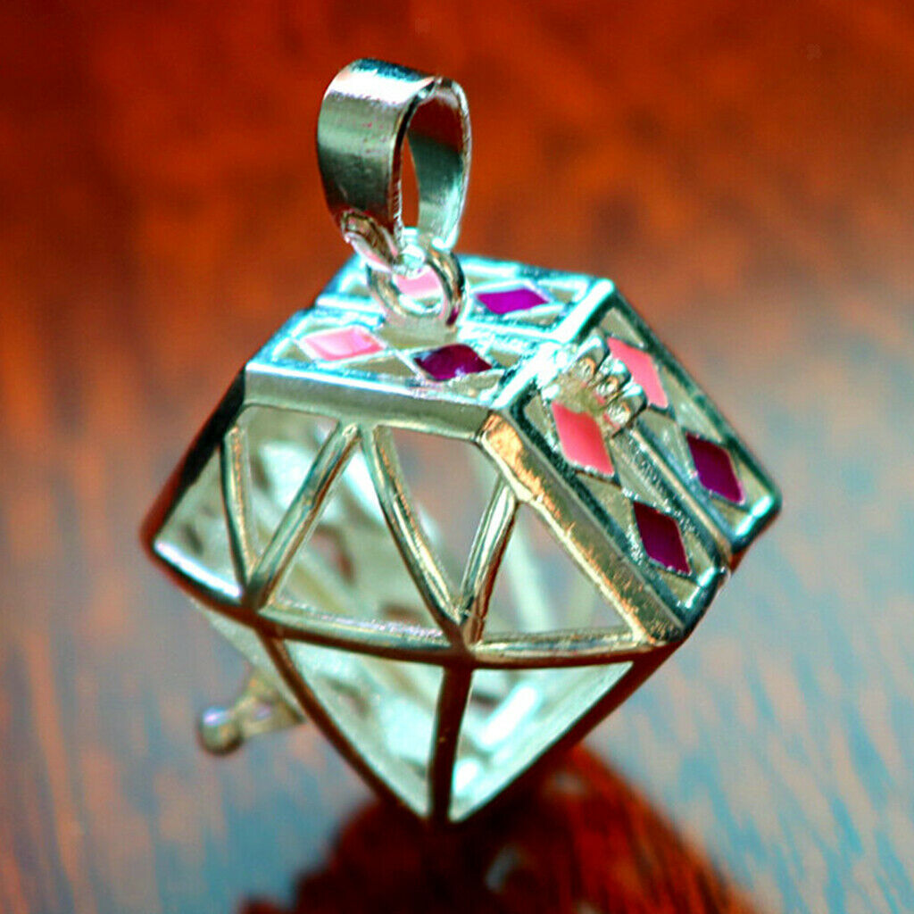 Adjustable Copper Locket Charm Pendant-Rhombus&Round Ball Shape-Aroma Essential