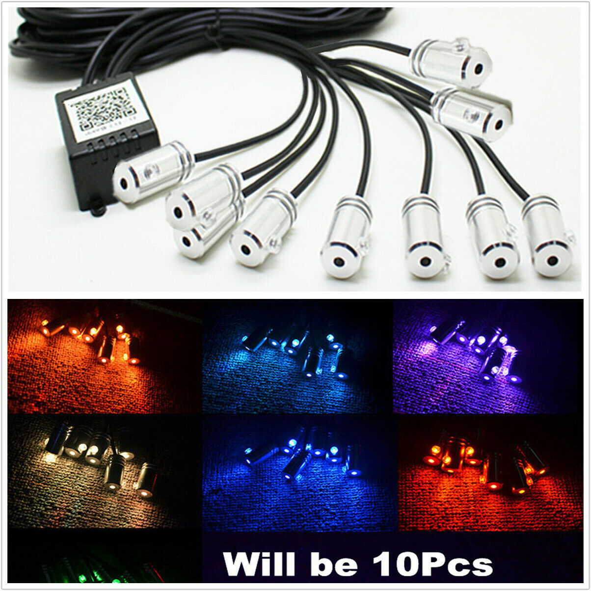 10 in 1 RGB LED With 10M Car Interior Decor Neon EL Fiber Optical Strip Light