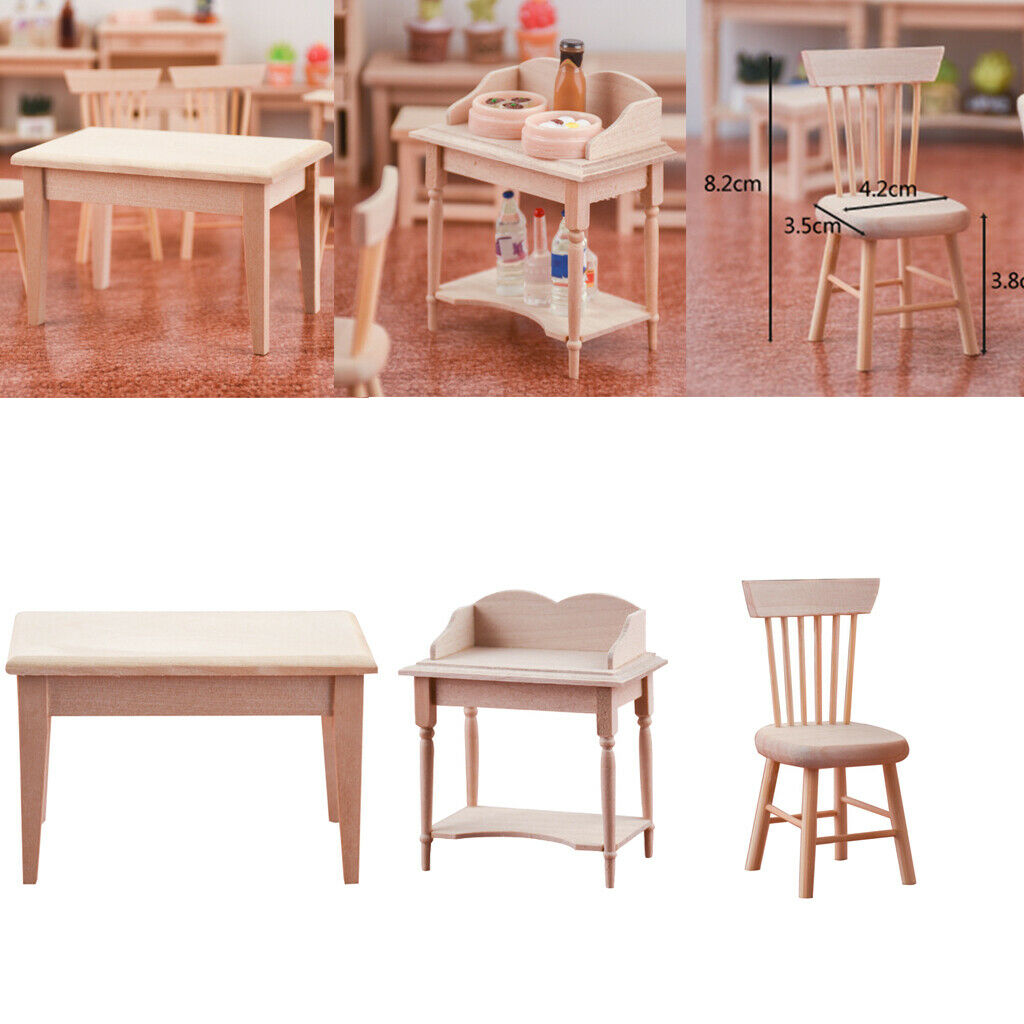 3x 1/12 Miniatures Furniture Handmade Mini Scene Dining Room Decoration