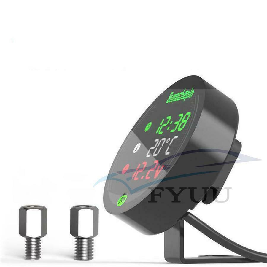 9-24V 5in1 Night Vision Motorcycle Voltmeter volt gauge Thermometer volt meter