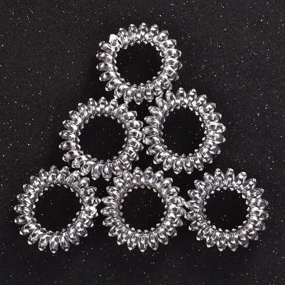 6Pcs Elastic Girl Clear Rubber Telephone Wire Hair Ties Hairband Rope Ties