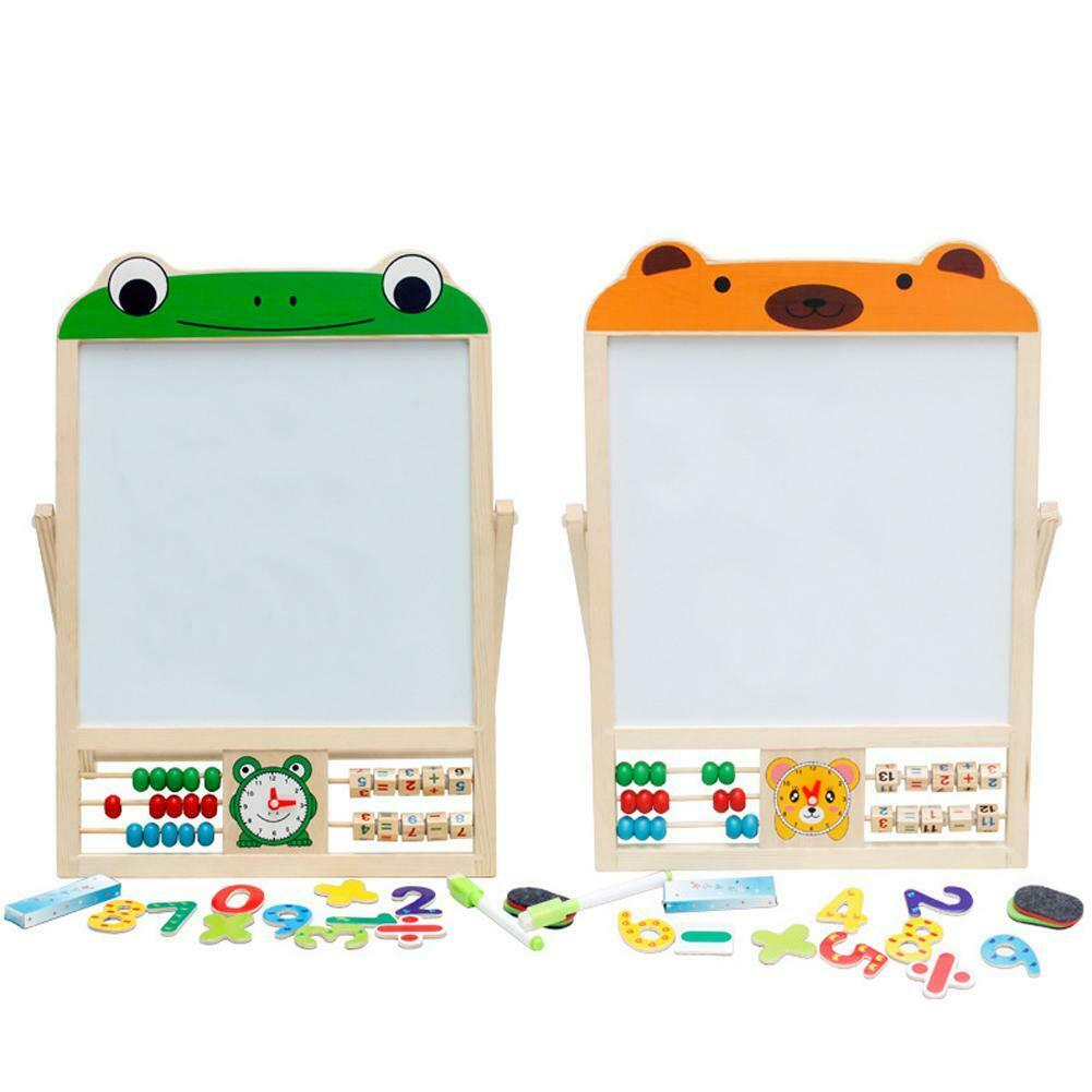 2 IN 1 KIDS WOODEN BLACKBOARD EASEL STAND LEARNING BOARD +EXTRAS @