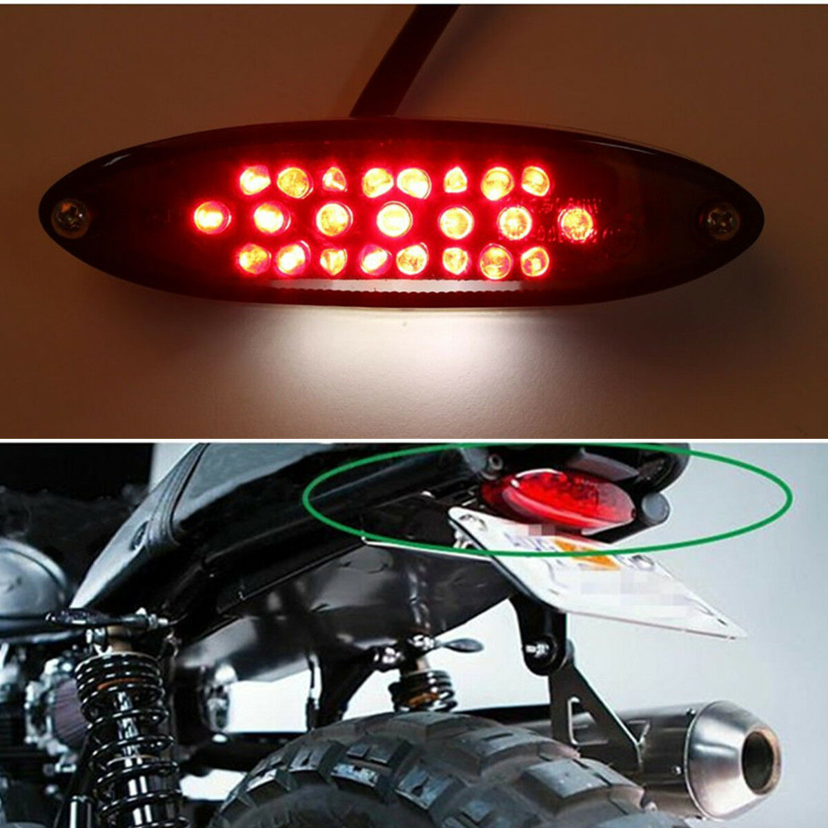Universal Motorcycle ATV 28 LED Tail Lamp Brake Stop Running License Plate Light