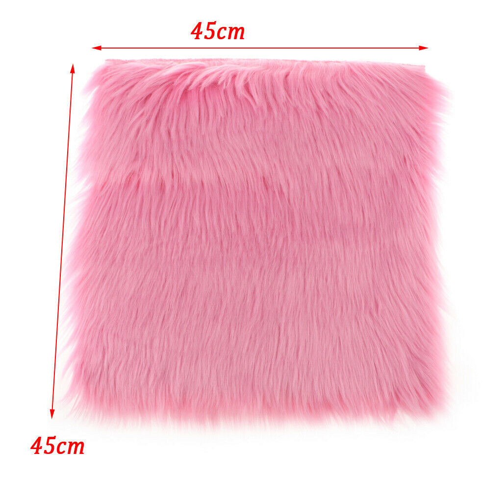 45x45cm Fluffy Shag Area Rug Seat Cushion Floor Mat Bedroom Dining Carpet Pink