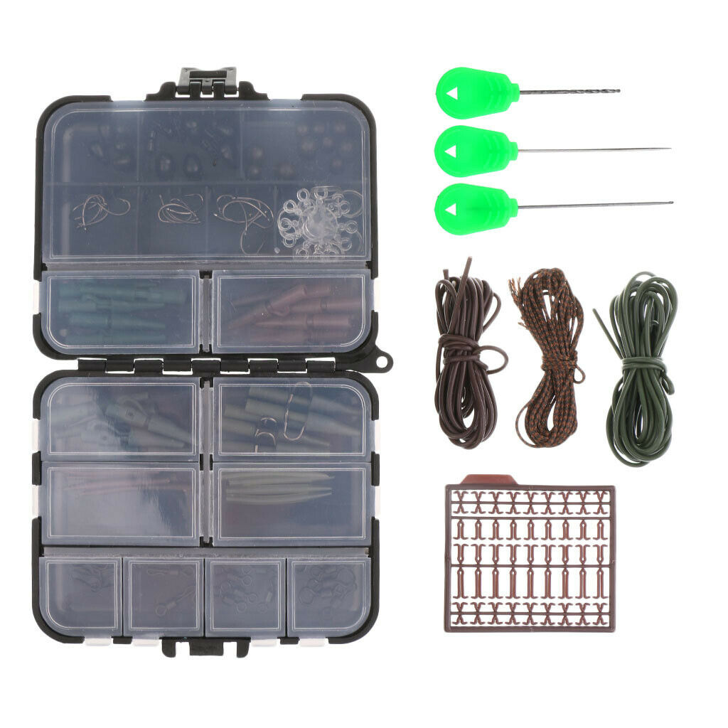 Carp Fishing Tackle Box Lead Clips Hook Swivels Baiting Needles Terminal Rig