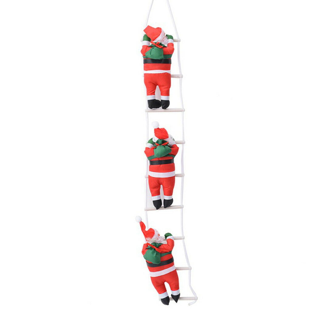 Santa Claus Climbing on Rope Ladder Christmas Tree Hanging Ornament 3 Santa