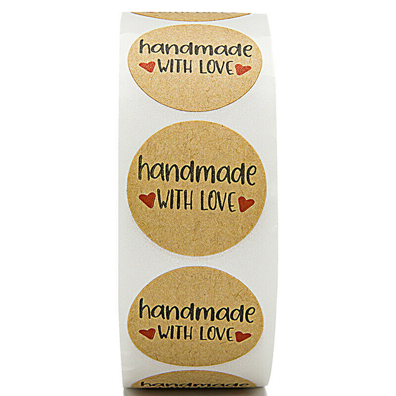 500Pcs/Roll Handmade Love Kraft Paper Stickers Envelope Package Seal Labe.l8