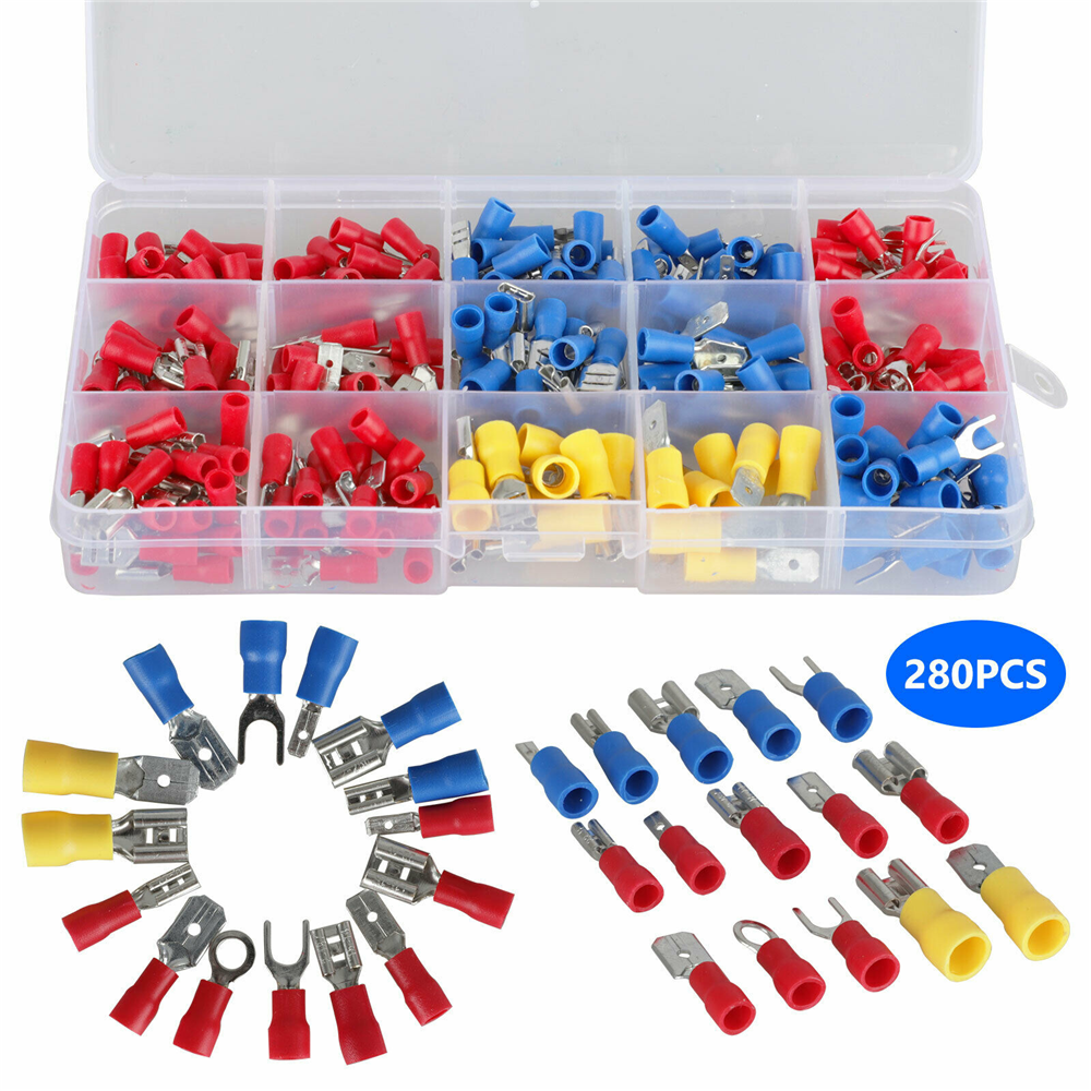 280PCS Assorted Crimp Spade Terminal Insulated Electrical Wire Connector Kit Set