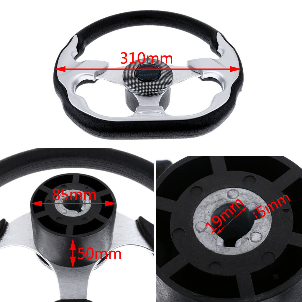 310mm 3 Spoke 3/4" Marine Yacht Fishing Boat Steering Wheel & Soft Grip