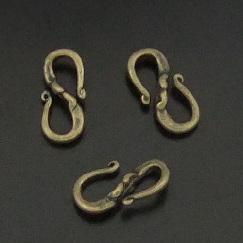 15 Retro Bronze Two Side Hook Clasp Link Brass Connector Jewellry Craft 17*10mm