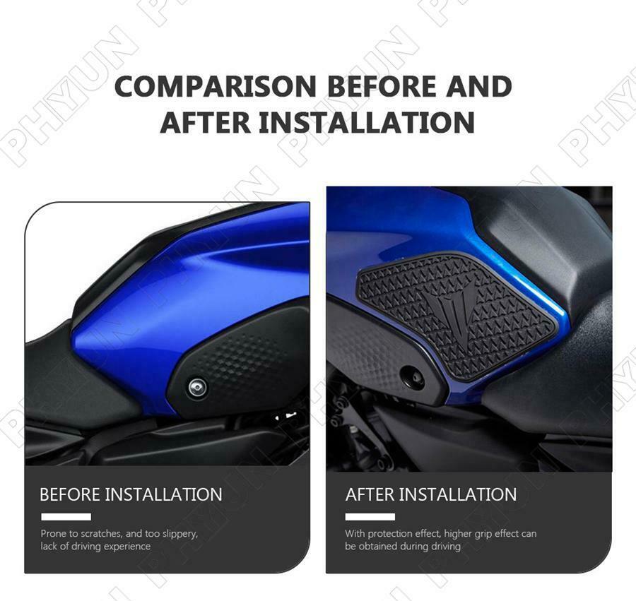 3Pcs Tank Side Pads Protector Stickers Cover Trim For Yamaha MT-07 MT 07 2021+
