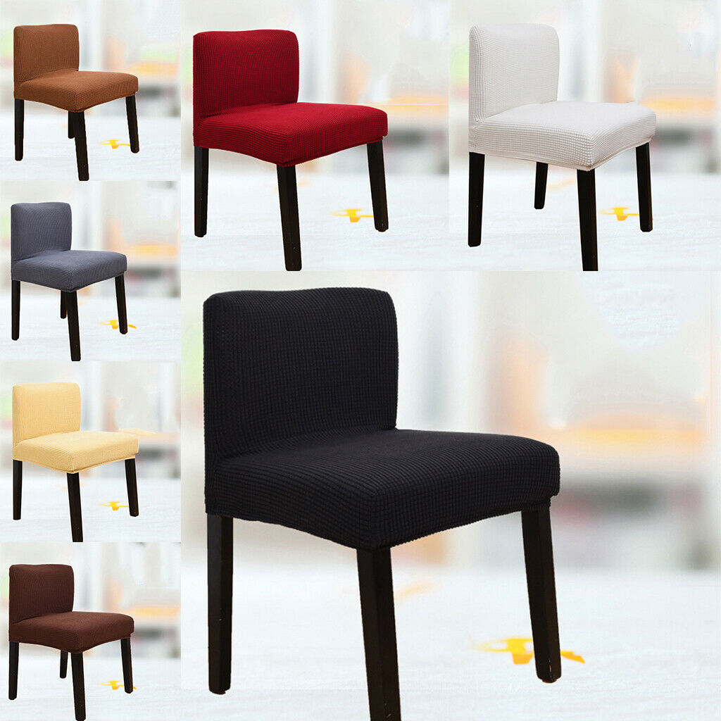 Stretch Short Back Dinning Chair Seat Cover for Banquet Black Slipcovers