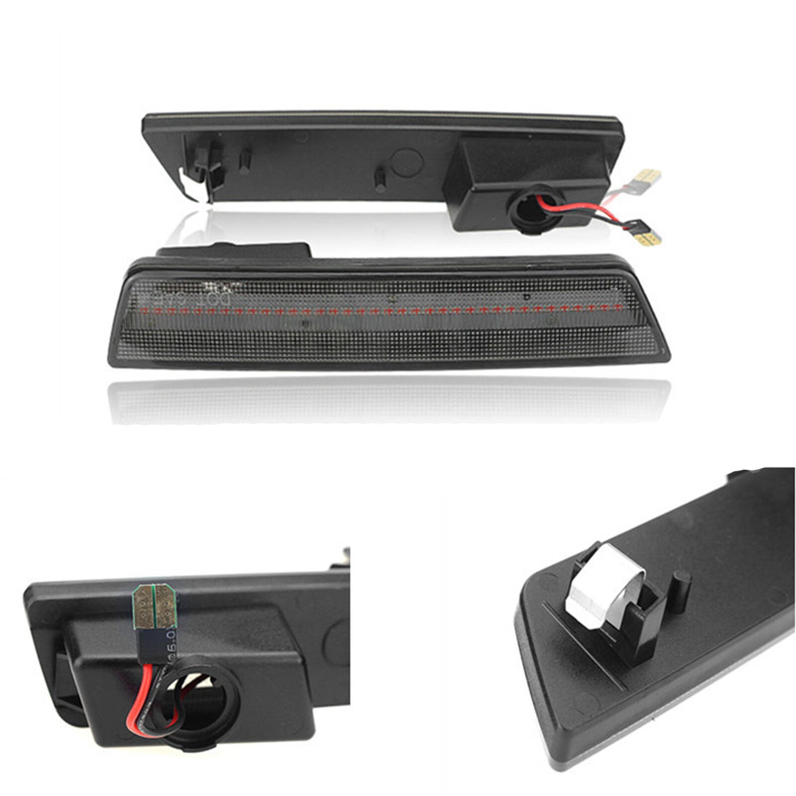 Rear Side Marker Lamps w Red LED Lights For 08-14 Dodge Challenger,11-14 Charger