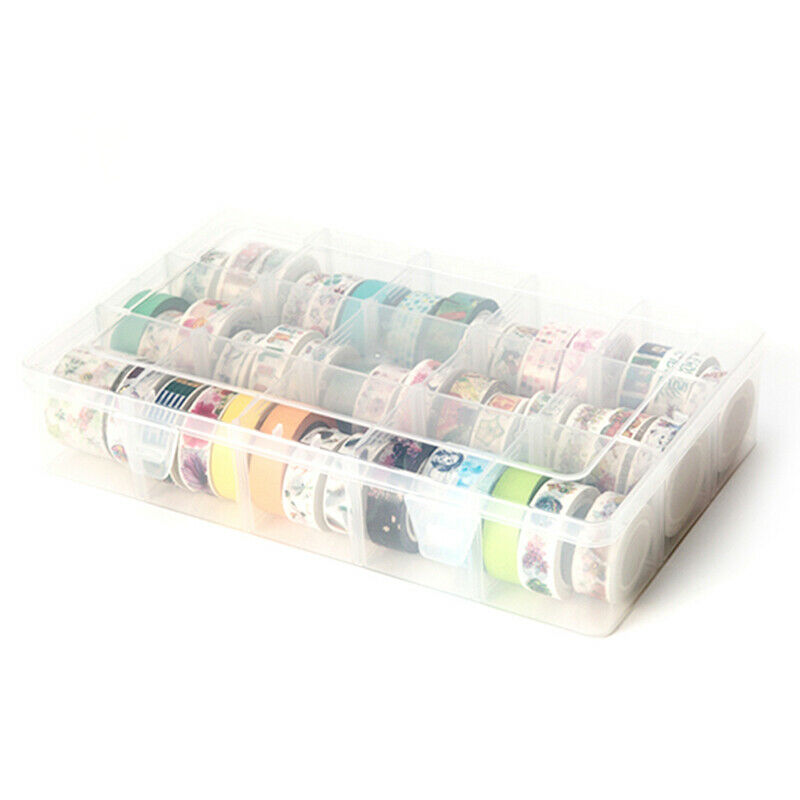 15 Compartments Clear Crafts Organizer for Tape Art Supplies and StickerM Qx