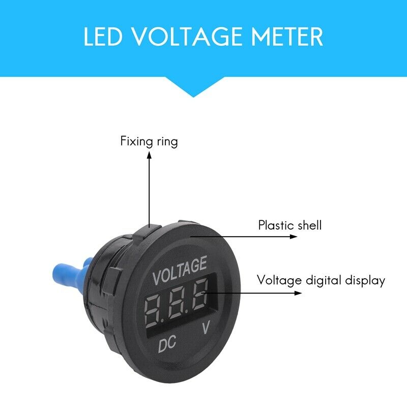 DC 12V-24V Motorcycle LED Digital Display Voltmeter Voltage Meter Round Panel(B9