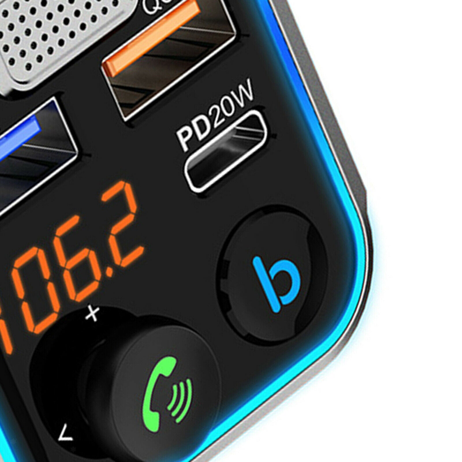 Bluetooth FM Transmitter Car Adapter Support 42W PD+QC3.0 Wireless Call