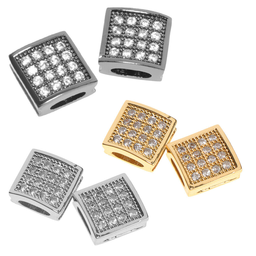 Bead Micro Square Copper Zircon Pave DIY Beaded Bracelet Jewelry Accessory