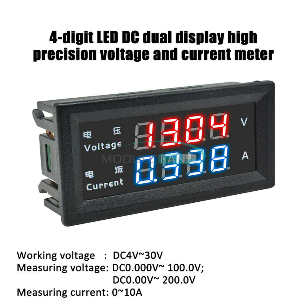 0.28" M4430 4-Bit Dual LED DC0-200V 10A Voltmeter Current Ammeter Volt Meter