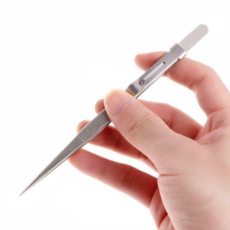 Jewelry Tweezers Concave Groove Diamond Stainless Steel Adjustable Craft Tools