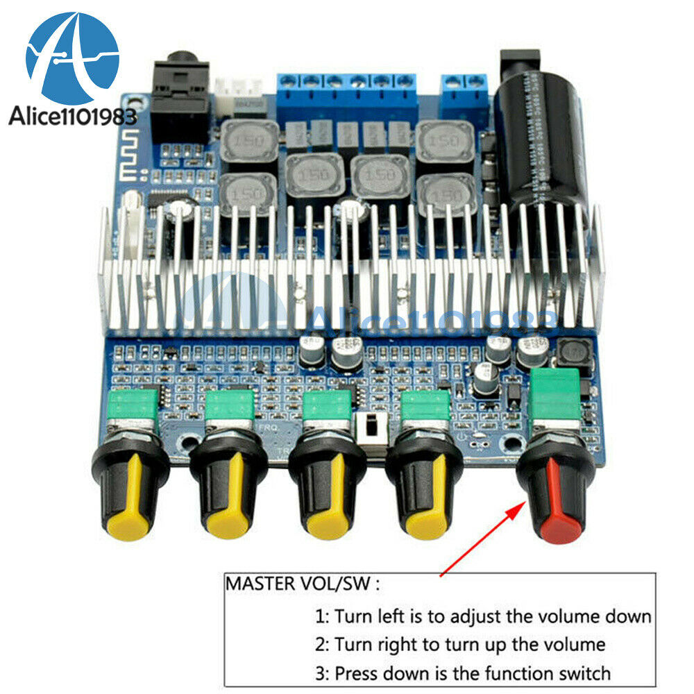 DC 12-24V Bluetooth 5.0 TPA3116D2 Digital Audio Amplifier Board 100W+50W+50W