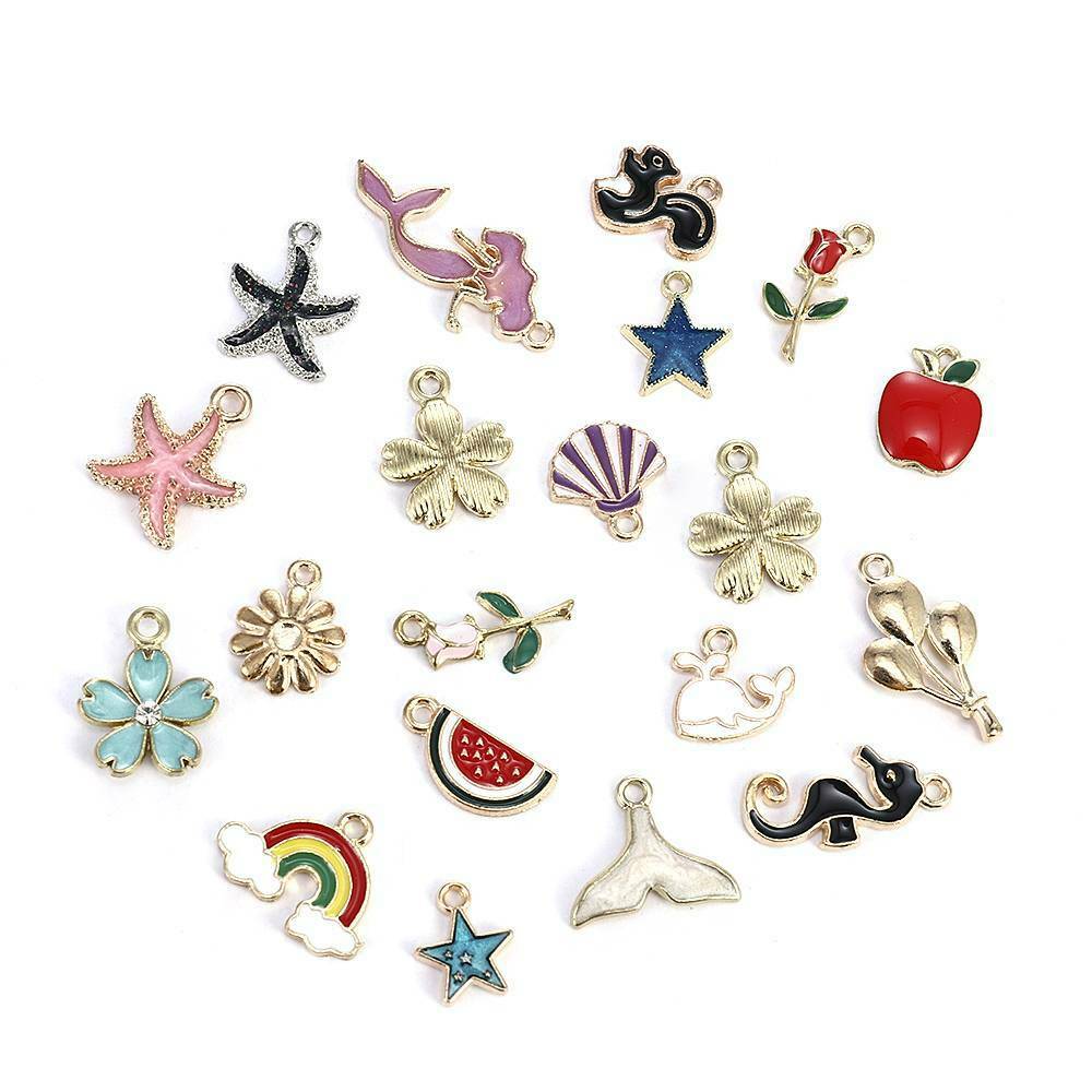 20Pcs/lot Enamel Mixed Random Alloy Pendant Charm Jewelry DIY Accessories Set US