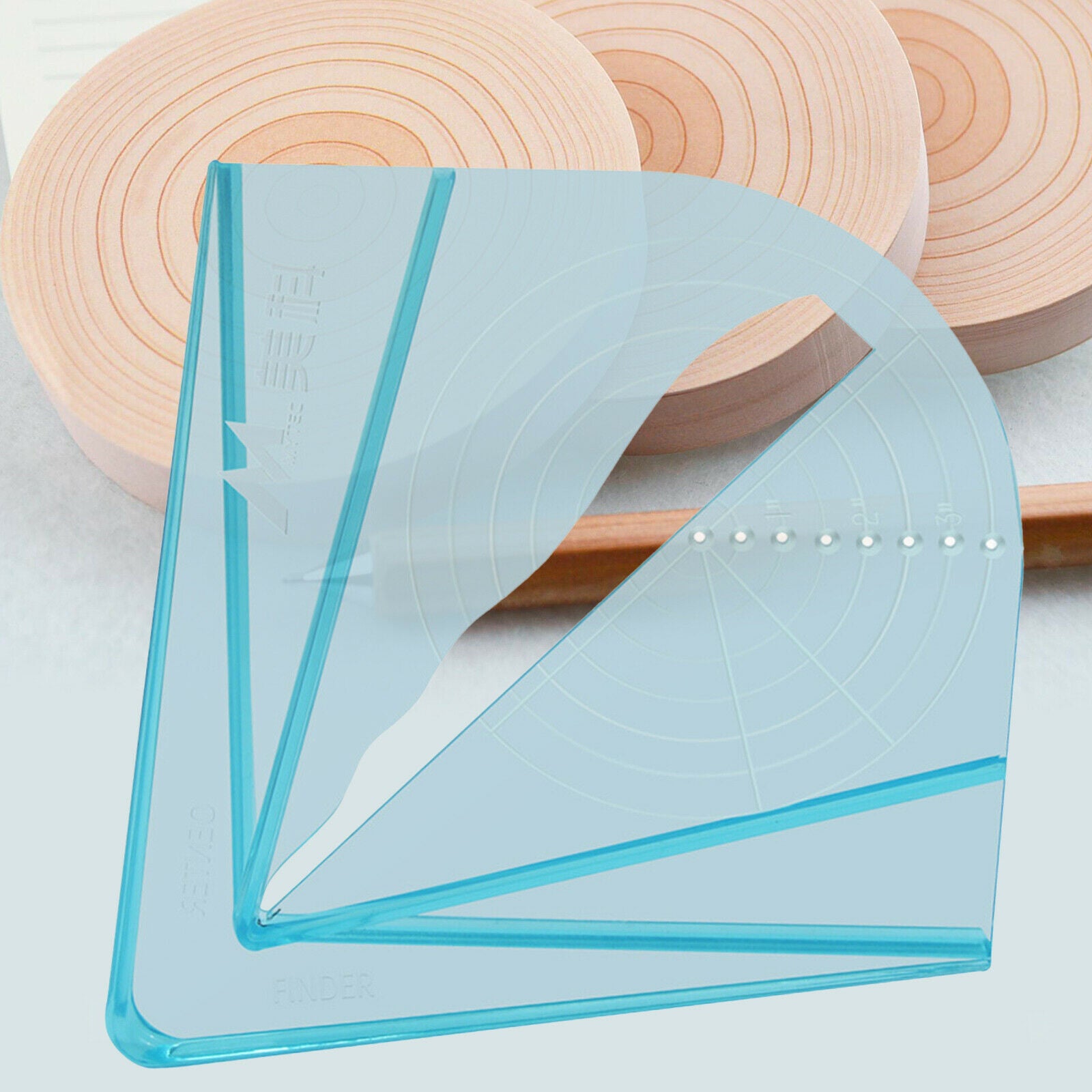 Blue Portable Center Finder Ruler Irregular Wood Acrylic Wood Turner Tools