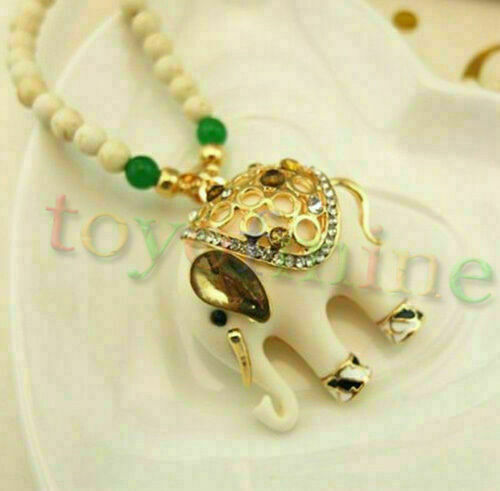 Hot Thailand Elephant Cute Long Necklace Beads Sweater Chain Necklace Fashion
